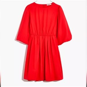Madewell Bubble Sleeve Mini Dress in Poppy, Size 4